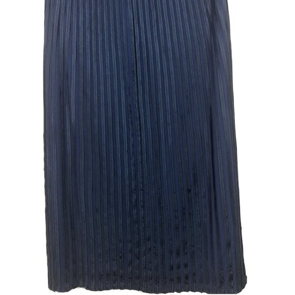 Adolfo Dominguez Designer Formal Midi Dress 6 One Shoulder Pintuck Navy Blue - Picture 9 of 14